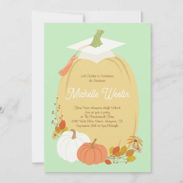 Pumpkin Fall Elementary Graduation Party Invitation (Front)