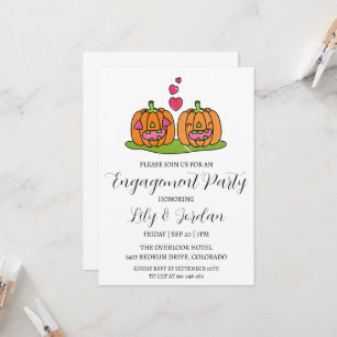 pumpkin fall engagement party invitations