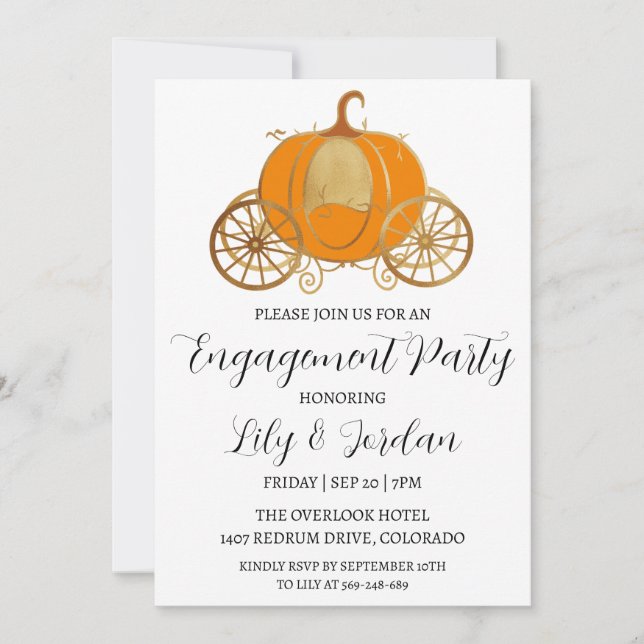 pumpkin fall engagement party invitations (Front)