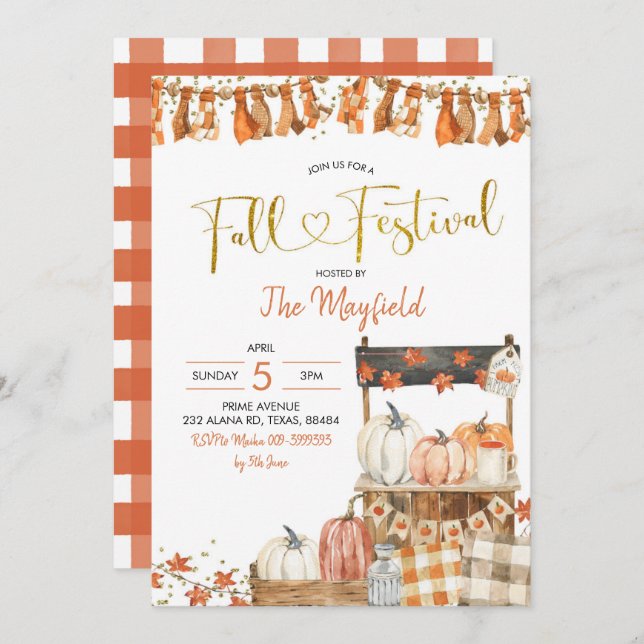 Pumpkin Fall Festival Invitation (Front/Back)