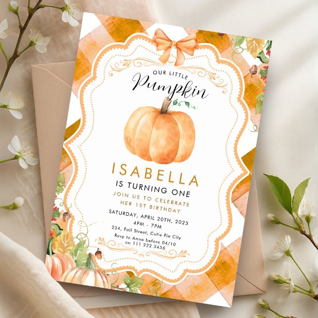 Pumpkin Fall First 1st 2nd 3rd 4th 5th Birthday Invitation (Pumpkin Fall First 1st 2nd 3rd 4th 5th Birthday Invitation)