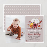 Pumpkin Fall First Birthday invitation photography