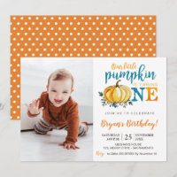 Pumpkin Fall First Birthday invitation photography