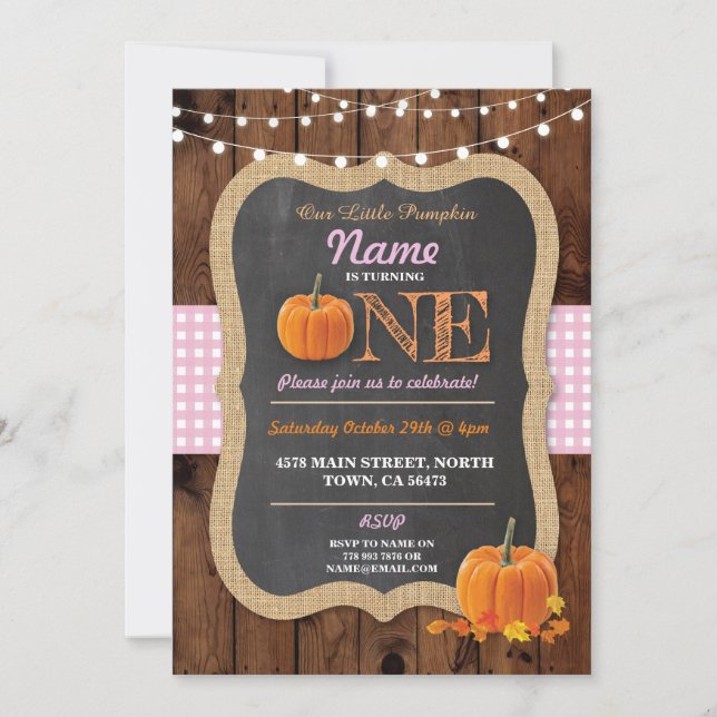 Pumpkin Fall First Birthday Party One Invite (Front)