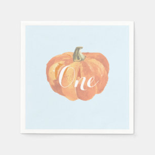 Pumpkin Fall First Birthday Party Orange and Blue Napkin