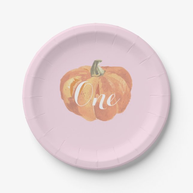 Pumpkin Fall First Birthday Party Paper Plates (Front)