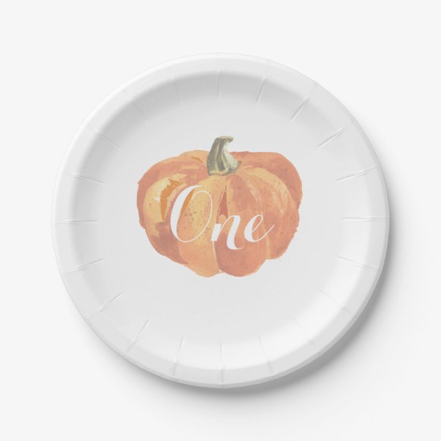 Pumpkin Fall First Birthday Party Paper Plates (Front)