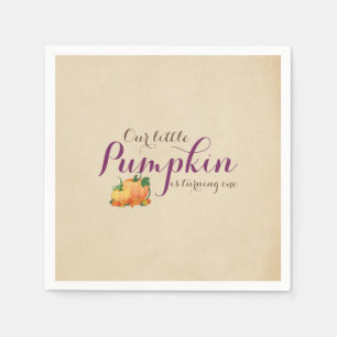 Pumpkin Fall First Birthday Party Purple Napkin