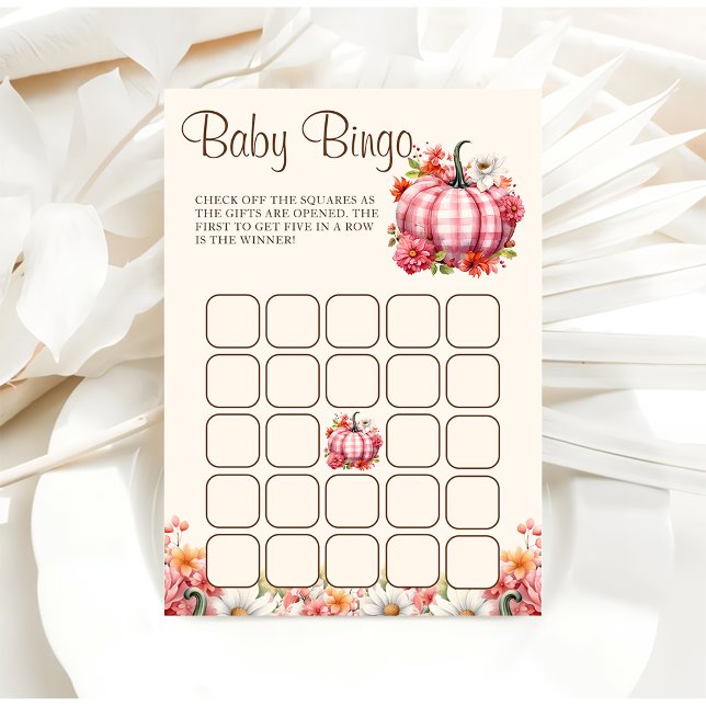 Pumpkin Fall Floral Baby Shower Baby Bingo Game Invitation (Creator Uploaded)