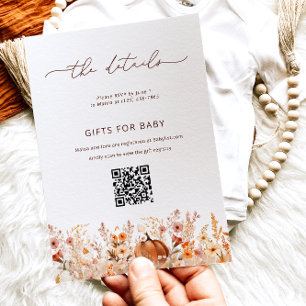 Pumpkin Fall Floral Baby Shower Details Card 