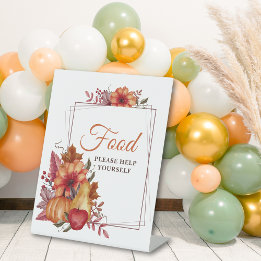 Pumpkin Fall Floral Baby Shower Food  Pedestal Sign