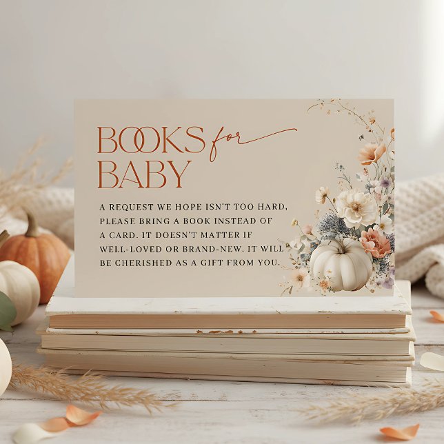 Pumpkin Fall Floral Books for Baby Enclosure Card (Pumpkin Books for Baby Enclosure card)