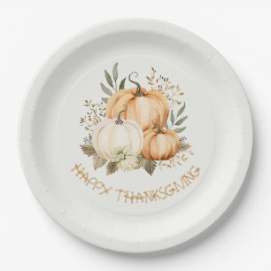 Pumpkin Fall Floral Thanksgiving Dinner Paper Plate