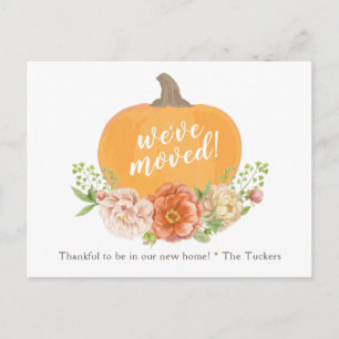 Pumpkin Fall Floral Wreath We've Moved Moving Post Postcard