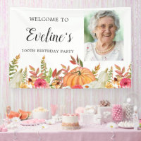 Pumpkin Fall Flowers 100th Birthday Welcome