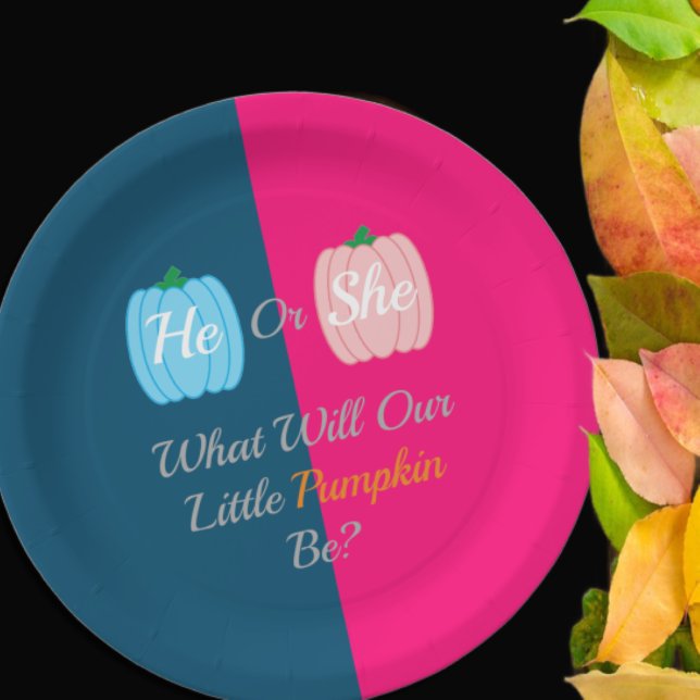 Pumpkin Fall Gender Reveal Paper Plate (Creator Uploaded)