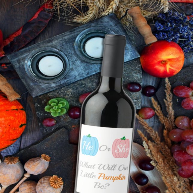 Pumpkin Fall Gender Reveal Wine Label (Creator Uploaded)
