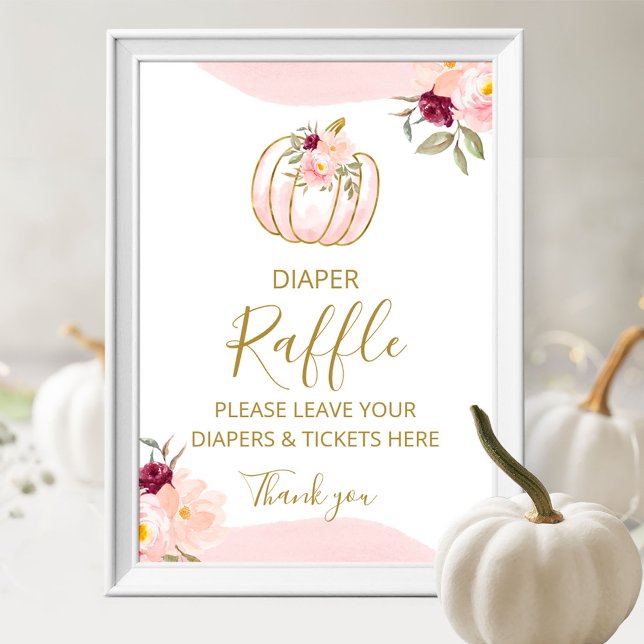 Pumpkin Fall Girl Baby Shower Diaper Raffle Sign (Creator Uploaded)