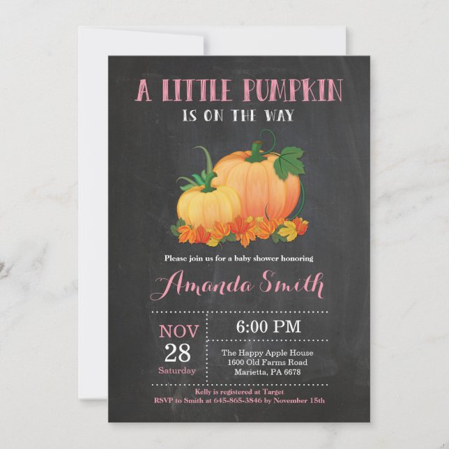 Pumpkin Fall Girl Baby Shower Invitation (Front)