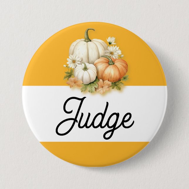 Pumpkin Fall Harvest Fair Judge 7.5 Cm Round Badge (Front)