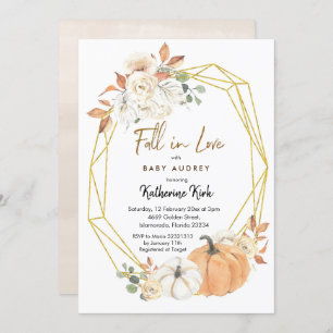 Pumpkin Fall in Love Baby Shower Invitation