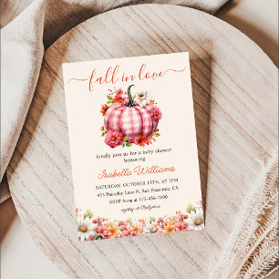 Pumpkin Fall In Love Floral Baby Shower  Invitation