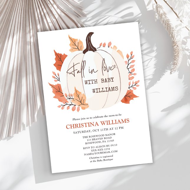 Pumpkin Fall in Love Watercolor Baby Shower Invitation (Creator Uploaded)