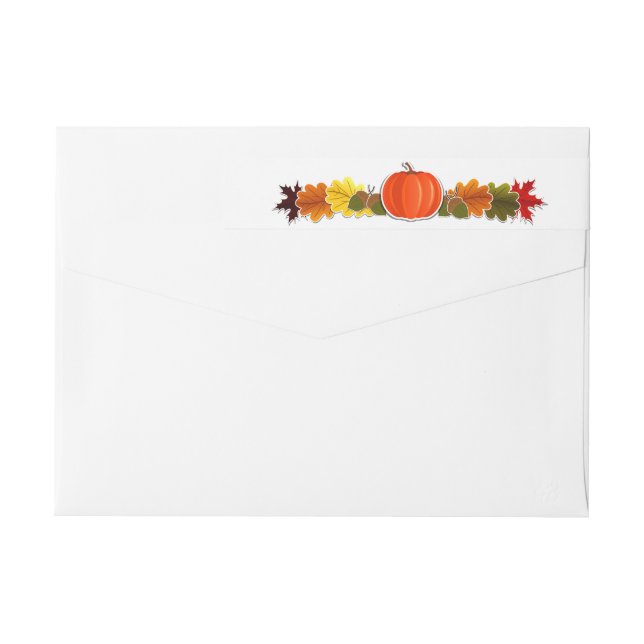 Pumpkin, fall leaves and acron Thanksgiving Wrap Around Label (Back)