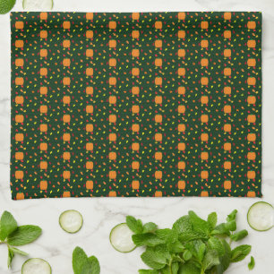 Pumpkin Fall Leaves Tea Towel