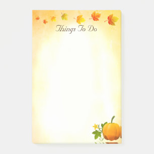 Pumpkin & Fall Leaves Things To Do Post-it Notes