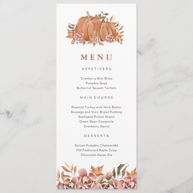 Pumpkin Fall Menu (Front)