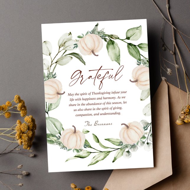 Pumpkin Fall Modern Rustic Thanksgiving Holiday Card (Pumpkin Fall Modern Rustic Thanksgiving Holiday Card)