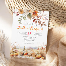 Pumpkin Fall Picnic Invitation