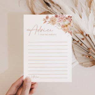 Pumpkin Fall Pink Floral Baby Shower Advice Cards