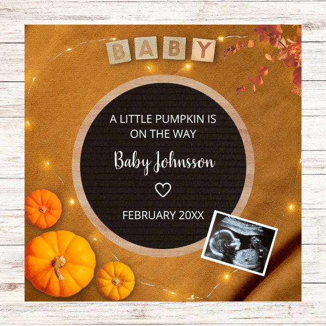 Pumpkin Fall Sonogram Ultrasound Photo Pregnancy Announcement (pumpkin on the way fall pregnancy announcement pumpkin ultrasound photo sonogram  autumn)