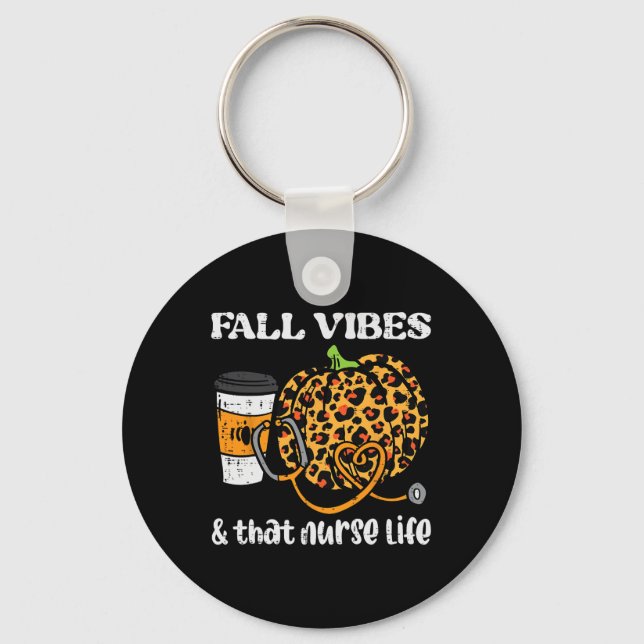 Pumpkin Fall Vibes Nurse Halloween Thanksgiving Sc Key Ring (Front)