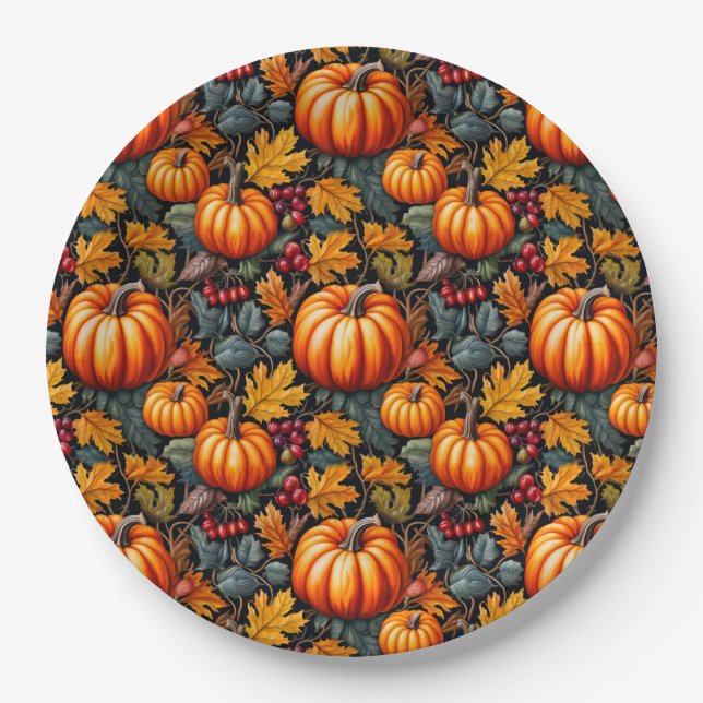 Pumpkin Fancy  Paper Plate (Front)