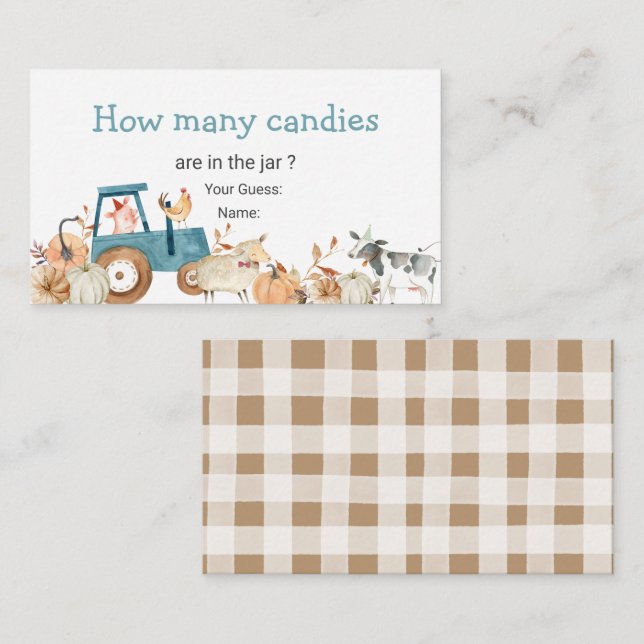 Pumpkin Farm Animal Tractor How Many Candies Enclosure Card (Front/Back)