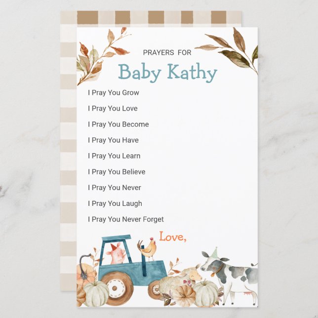 Pumpkin Farm Animal Tractor Love Prayers for Baby (Front/Back)