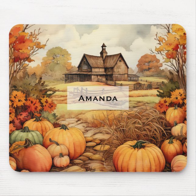 Pumpkin Farm Fall Harvest Thanksgiving Mouse Pad (Front)