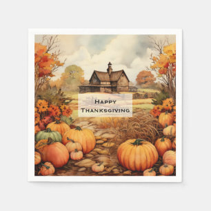 Pumpkin Farm Fall Harvest Thanksgiving Napkin
