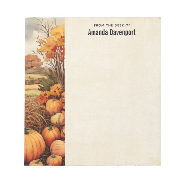 Pumpkin Farm Fall Harvest Thanksgiving Notepad (Front)