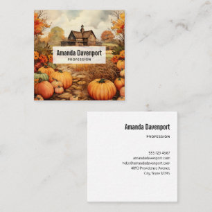 Pumpkin Farm Fall Harvest Thanksgiving Square Business Card