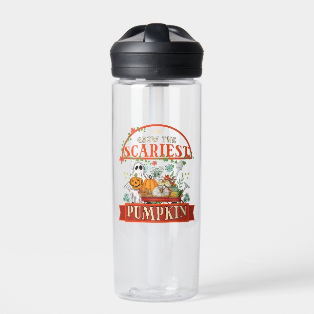 Pumpkin Farmer Halloween Water Bottle (Front)