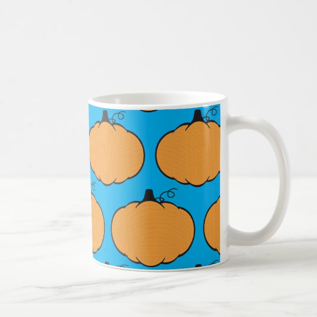 Pumpkin Faux Embroidery Print Pattern Coffee Mug (Right)