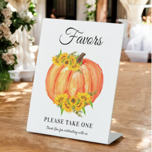 Pumpkin Favours Wedding Baby Shower Pedestal Sign