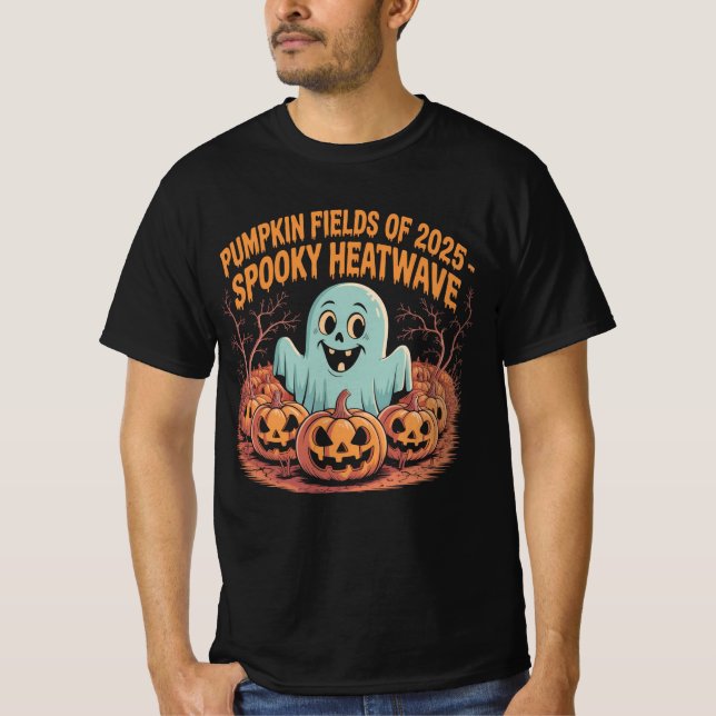 Pumpkin Fields of 2025 Spooky Heatwave Halloween | T-Shirt (Front)