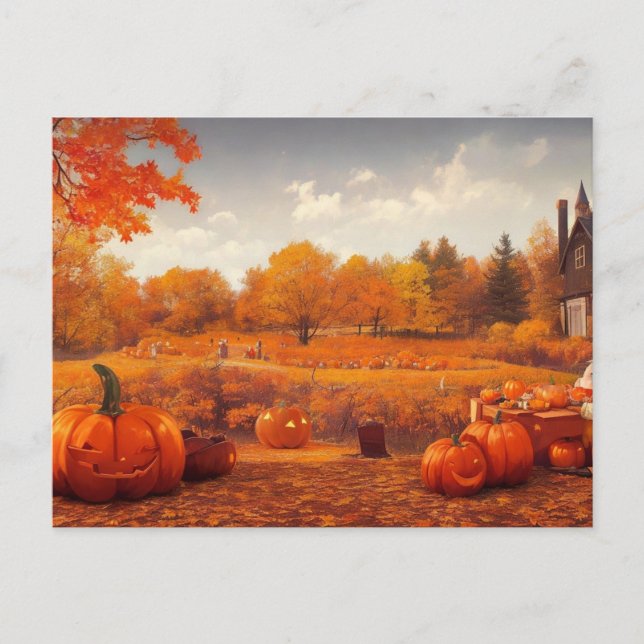 Pumpkin fields of Autumn Postcard (Front)