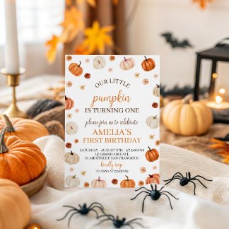 Pumpkin First Birthday Invitation