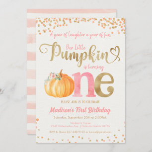 Pumpkin First Birthday Invitation